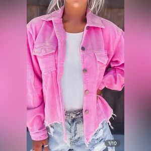 NWT Corduroy Flap Pocket Raw Hem Shacket